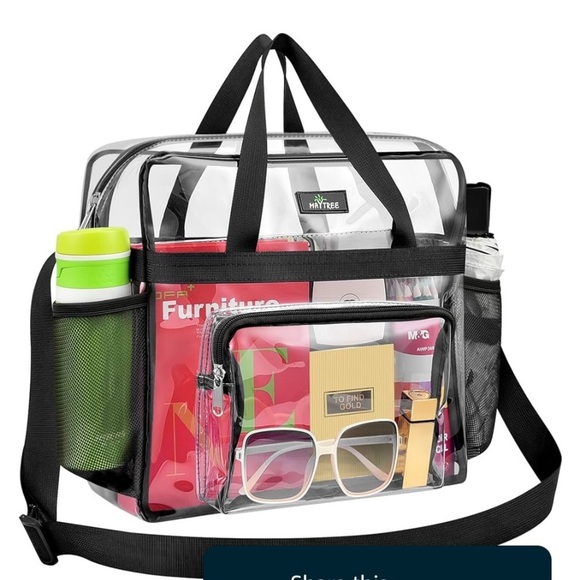 Clear bag. Perfect for concerts or baby bag. Side mesh holders and long strap. - Picture 1 of 7